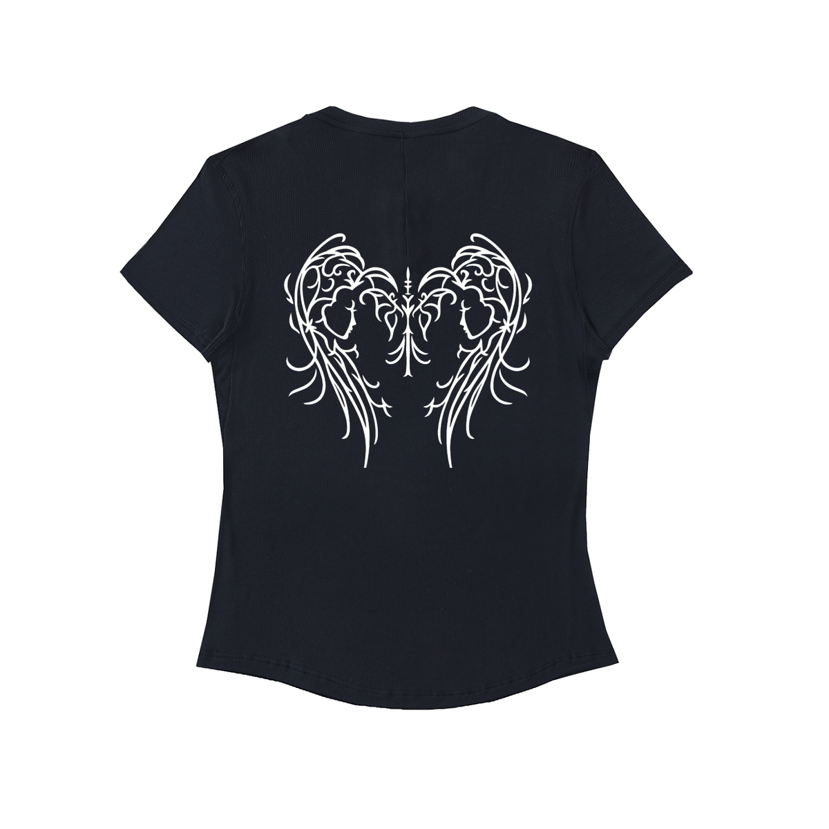 Winged Bodycon Tee - front view - Apolyth gothic streetwear