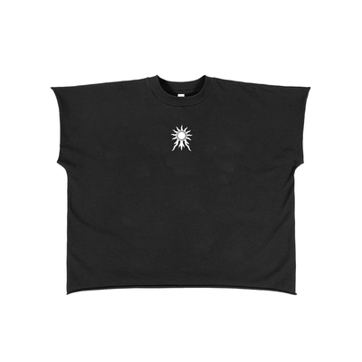 Saints Dark Half-Sleeve in black cotton jersey, front view.