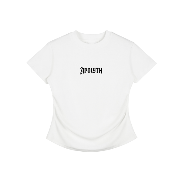 Angels Bodycon White Tee - front view - Apolyth gothic streetwear