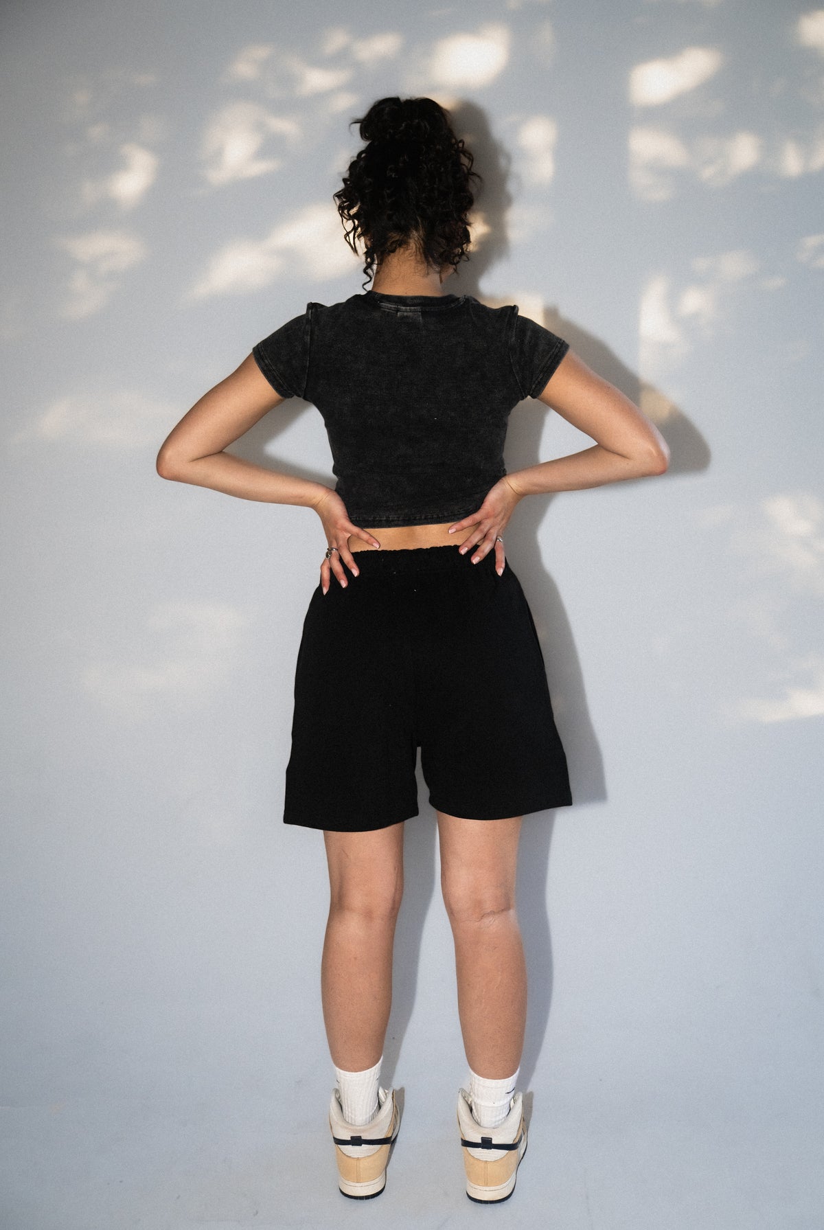 Apolyth Shorts - side view - Apolyth gothic athleisure