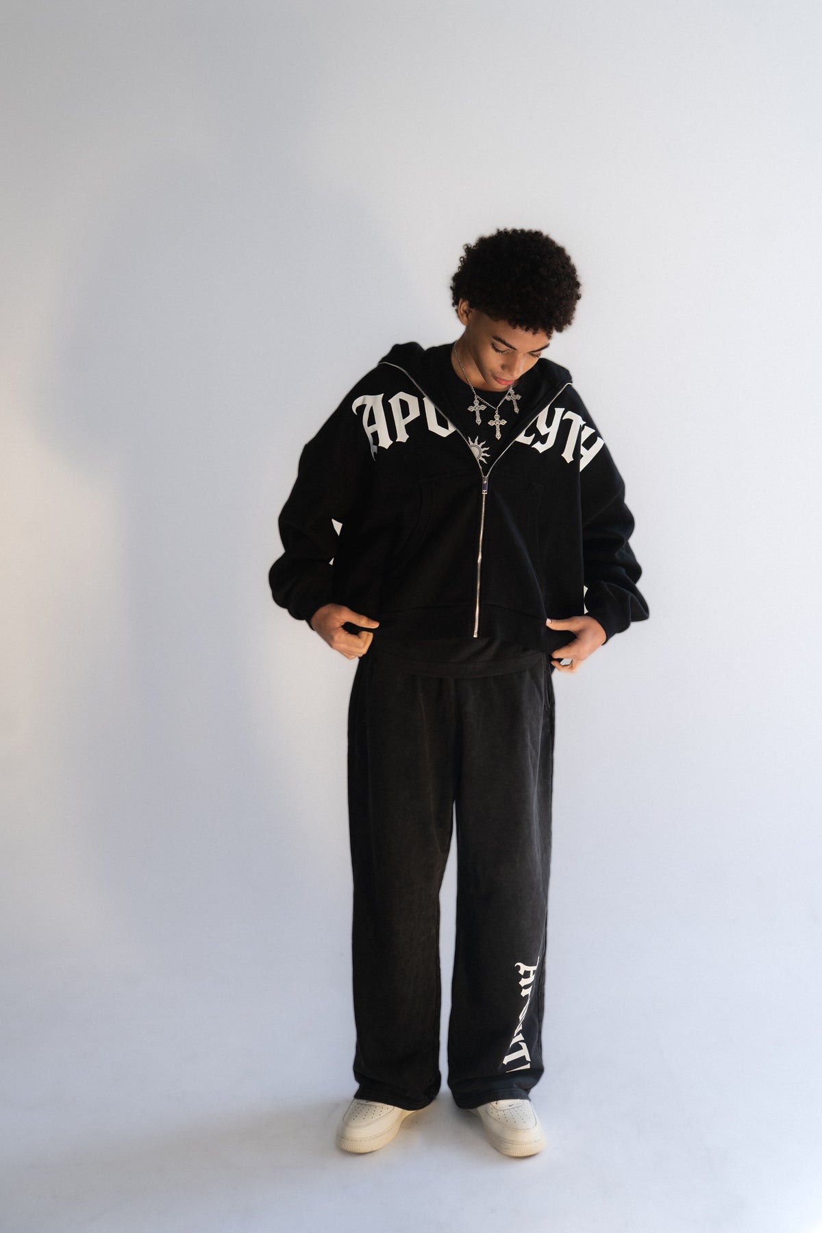 Apolyth Washed Jogger - side view - Apolyth gothic athleisure