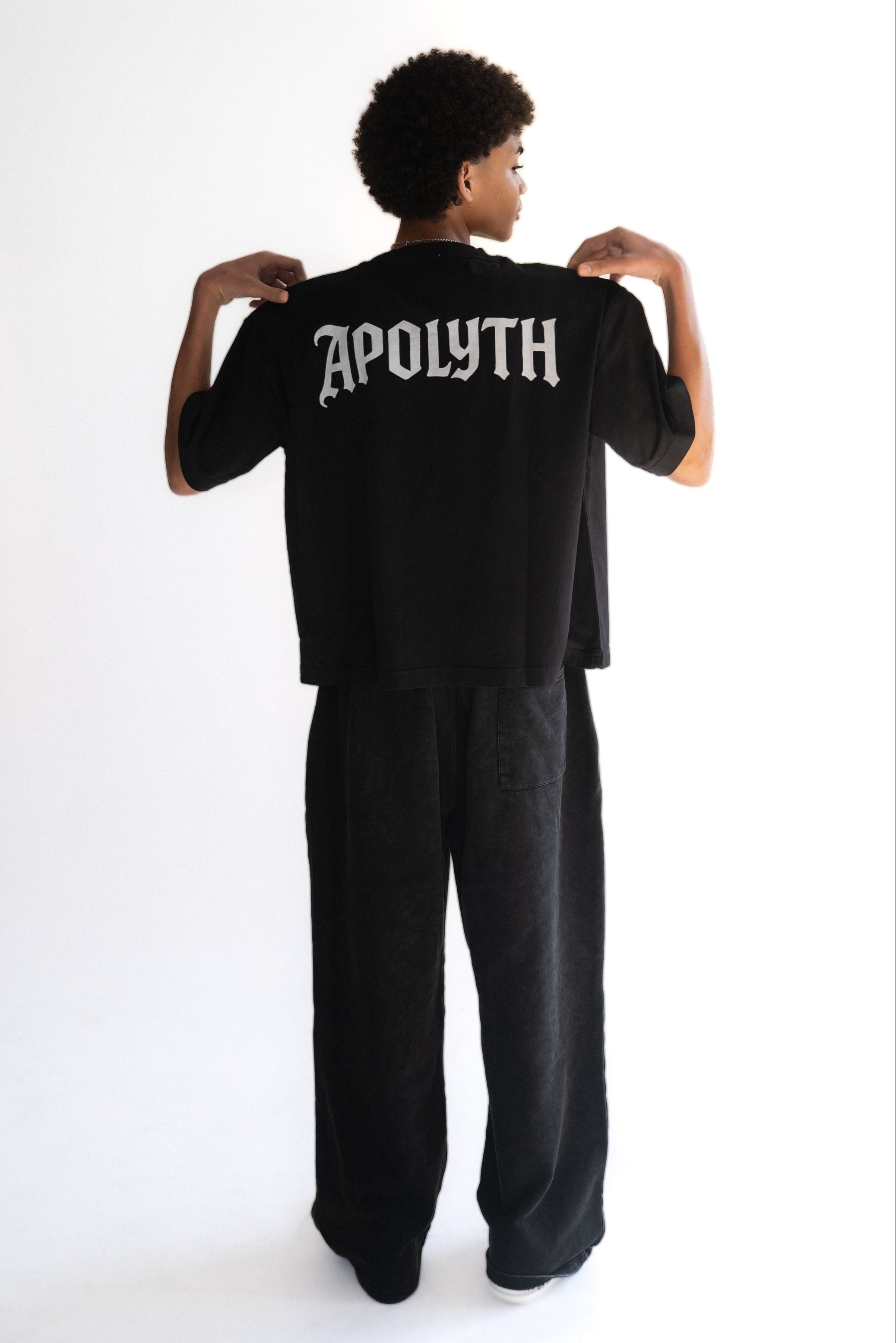 Saints Black Tunic - close-up - Apolyth dark aesthetic clothing