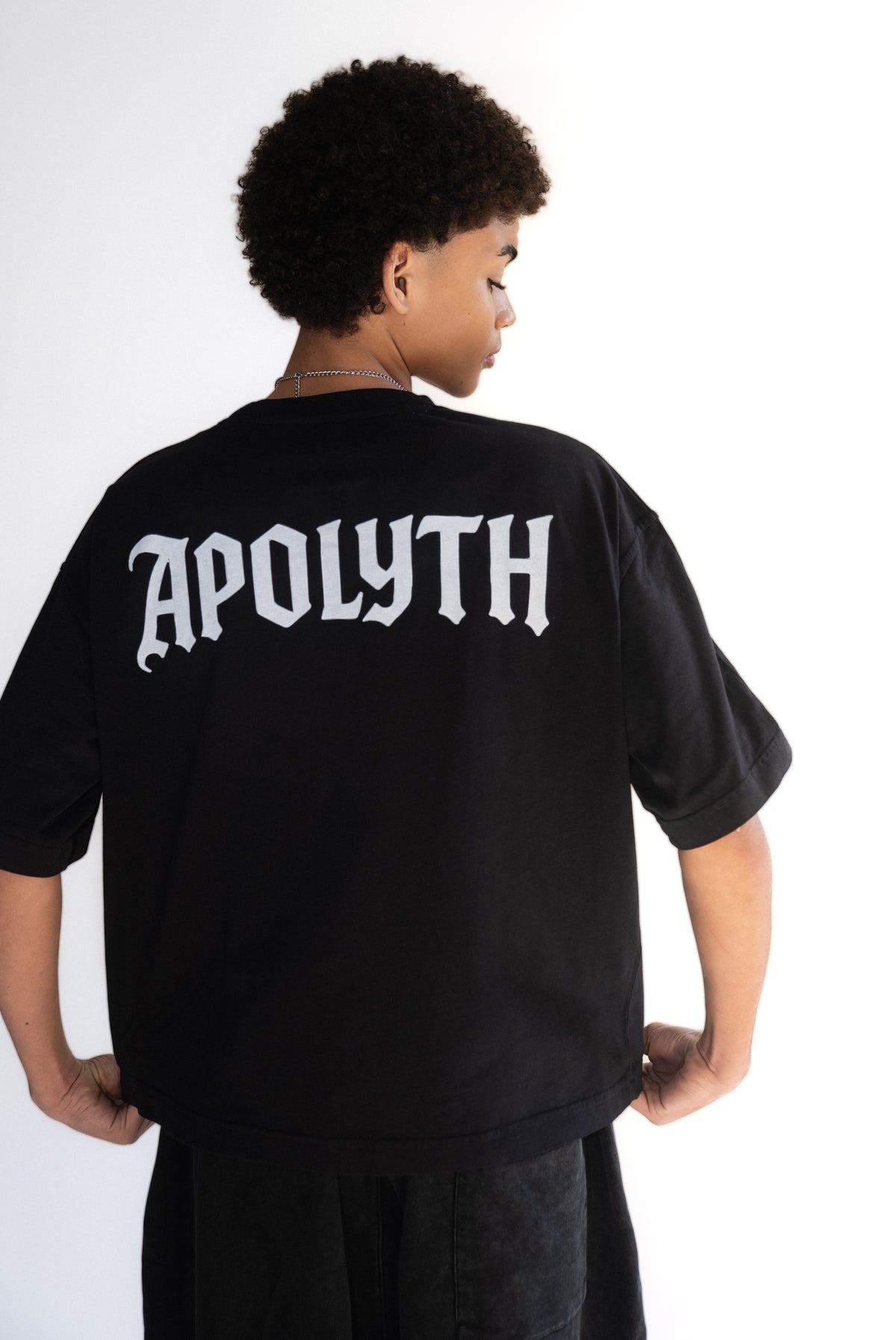 Saints Black Tunic - lifestyle - Apolyth dark aesthetic clothing