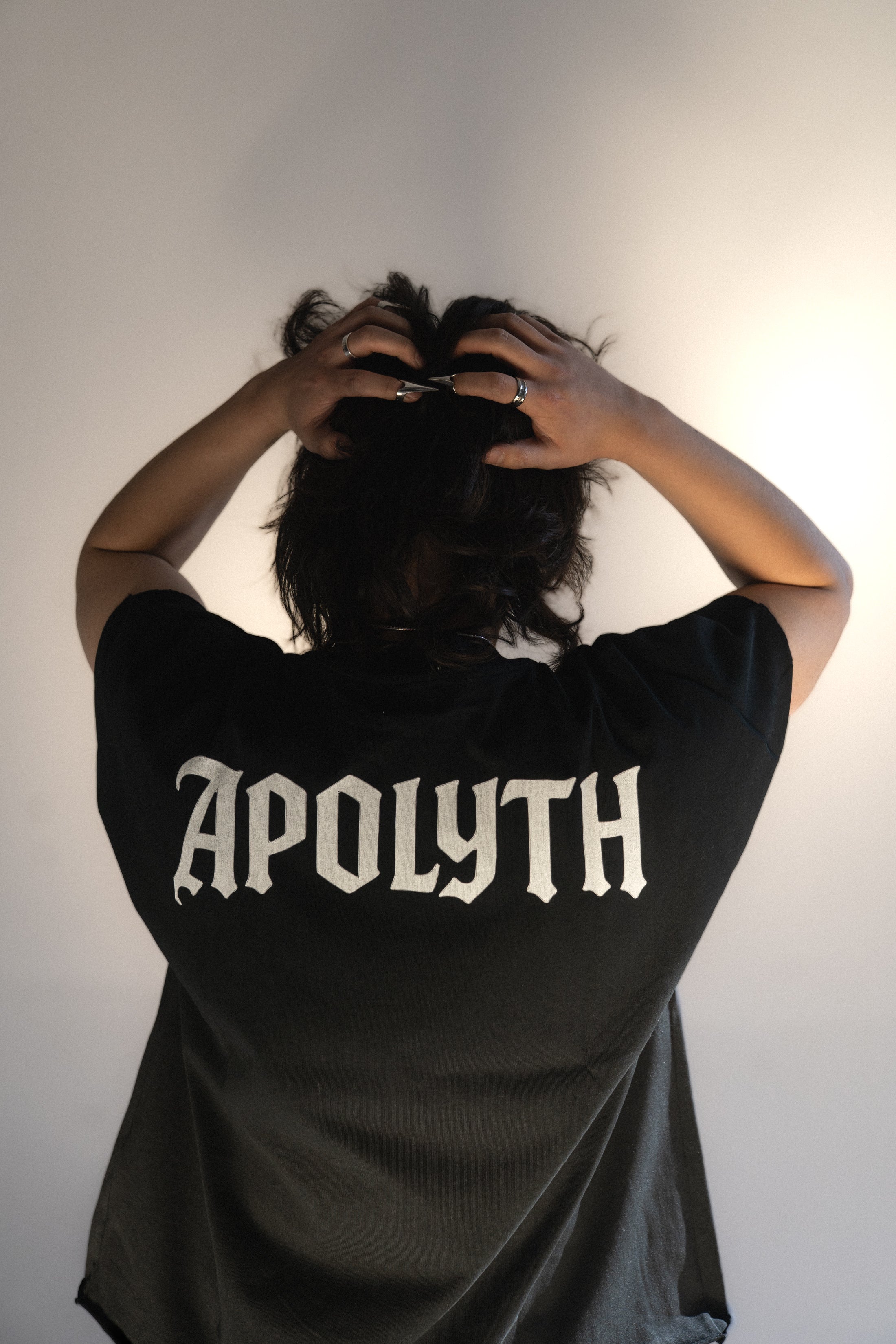 Saints Half-Sleeve Black Tunic - lifestyle - Apolyth dark aesthetic clothing