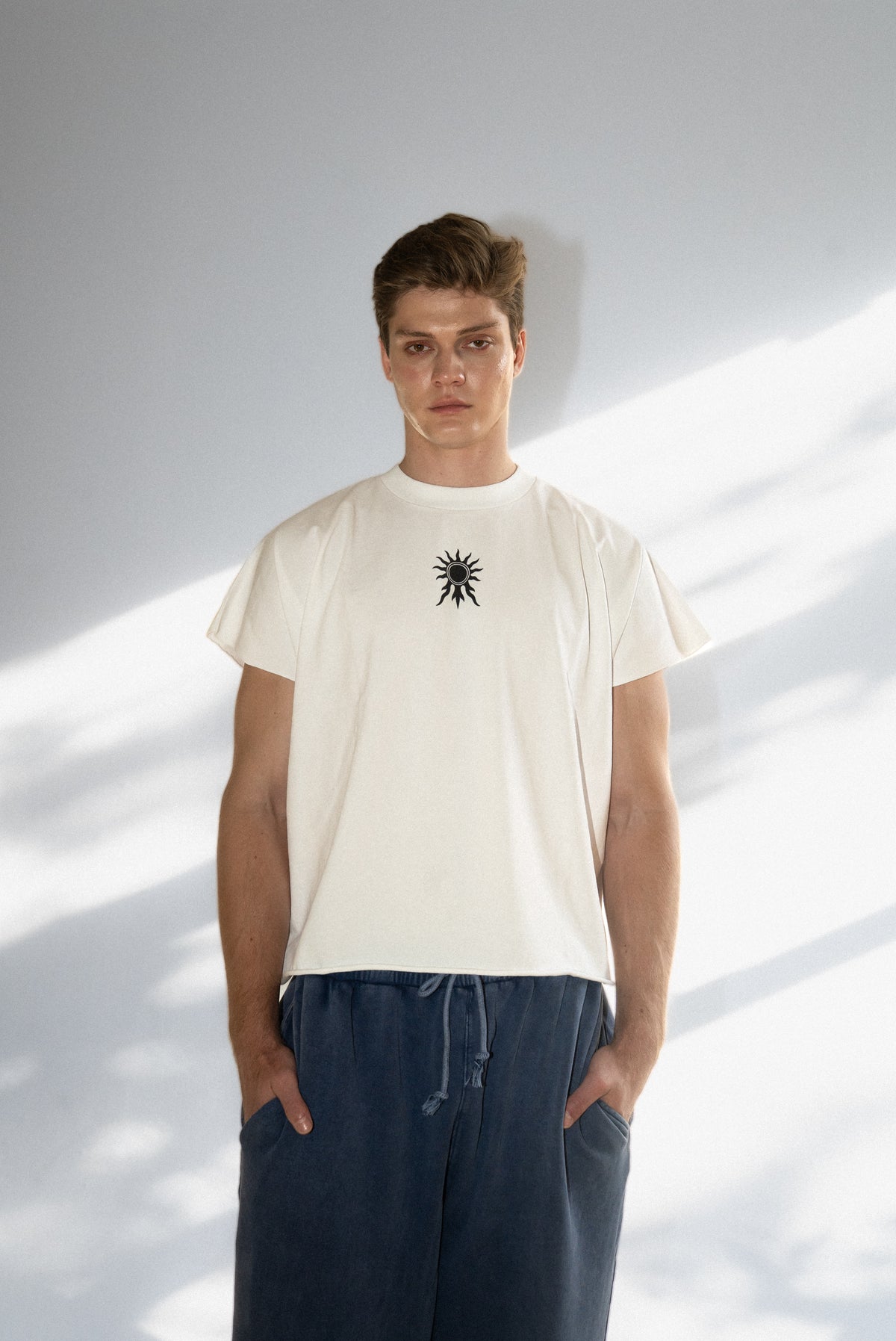 Saints Half-Sleeve Tunic - detail - Apolyth dark aesthetic clothing