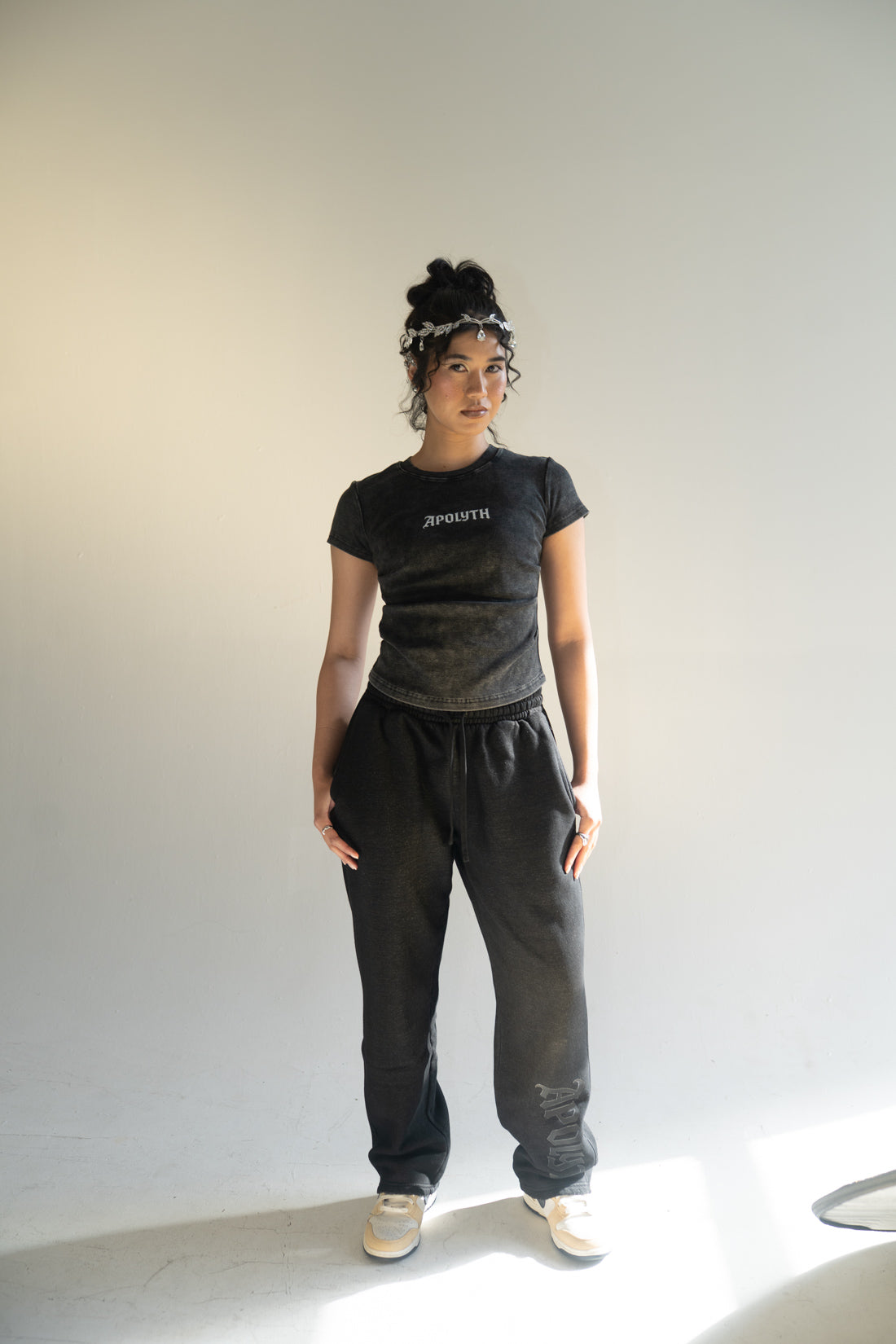 Angels Bodycon Tee - side view - Apolyth gothic streetwear