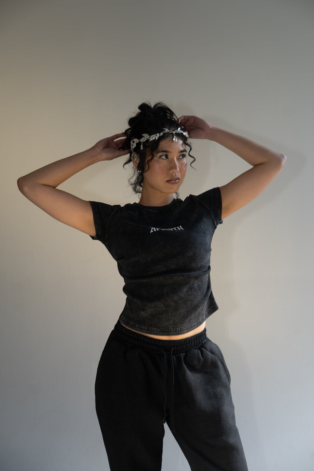 Angels Bodycon Tee - close-up - Apolyth gothic streetwear