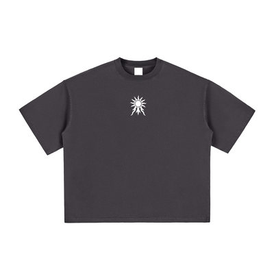 Saints Dark Tunic in black cotton jersey, front view.